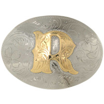 Gold Silver Initial Belt Buckle 26726