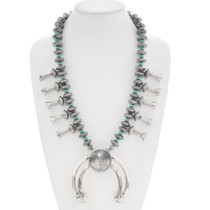 Navajo Silver Coin Squash Blossom Necklace 24847