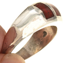 Sterling Coral Native American Mens Ring 29765