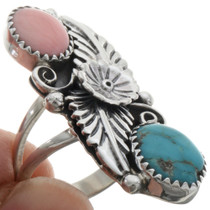 Coral Turquoise Pointer Ring 22162
