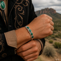 Malachite Silver Navajo Bracelet Sterling 29415