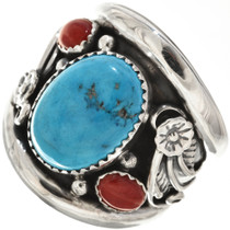 Navajo Turquoise Silver Ring 27411