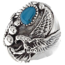 Silver Eagle Turquoise Mens Ring 25087