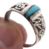Turquoise Silver Flower Ring 25494