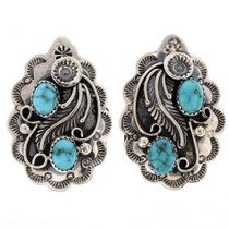 Navajo Turquoise Silver Earrings 22384