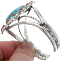 Turquoise Coral Navajo Bracelet 23888