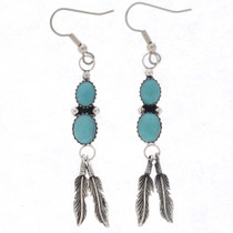 Blue Turquoise Feathers Earring 22149