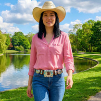 Navajo Kingman Turquoise Full Size Silver Concho Belt 24208
