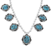 Turquoise Silver Bead Navajo Jewelry Set 28915