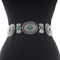 Native Silver Turquoise Concho Belt 22982