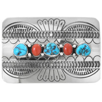 Turquoise Coral Belt Buckle 25160