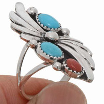 Sleeping Beauty Turquoise Coral Ladies Ring 25866