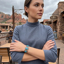 Real Turquoise Southwest Cuff Bracelet Womens 27335