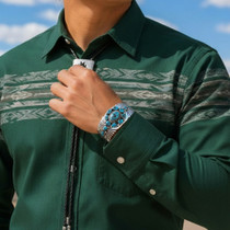 Turquoise Silver Navajo Mens Cuff 25798