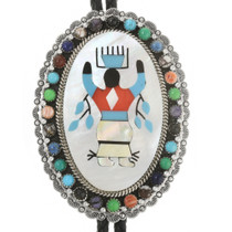 Apache Crown Dancer Silver Gemstone Bolo Tie 17179