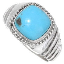 Turquoise Silver Mens Ring 22408