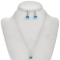 Pretty Turquoise Silver Pendant Set 29700