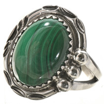 Malachite Gemstone Silver Ladies Ring 28742