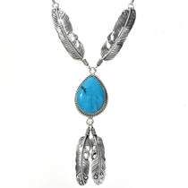 Turquoise Sterling Feather Pendant 27559