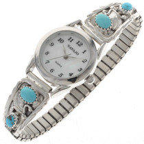 Ladies Genuine Turquoise Silver Watch 23036
