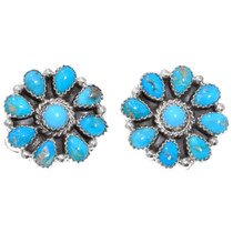 Navajo Turquoise Cluster Silver Earrings 29111