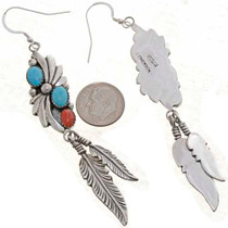 Silver Feathers Navajo Dangle Earrings 26213