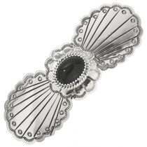 Black Onyx Silver Hair Barrette 29351