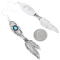 Turquoise Silver Feather Earrings 26945