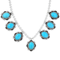 Blue Turquoise Silver Bead Necklace 28913