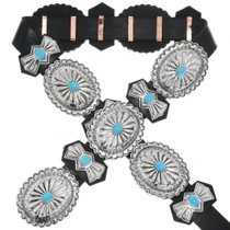 Turquoise Silver Concho Belt 27502