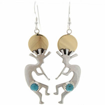 Turquoise Silver Gold Kokopelli Earrings 27463