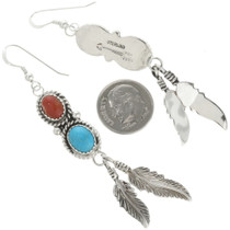 Coral Feather Indian Earrings 29460