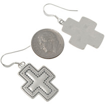Hammered Sterling Silver Cross Earrings 23644