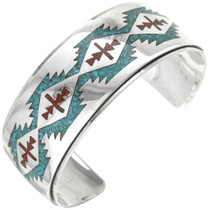 Inlaid Turquoise Coral Southwest Cuff 29505