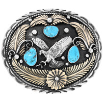 Gold Silver Eagle Navajo Belt Buckle 29498