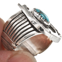 Navajo Turquoise Silver Mens Ring 29768