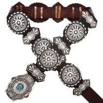 Kingman Turquoise Sterling Concho Belt 29609