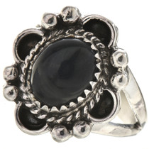 Navajo Black Onyx Silver Ring 28596