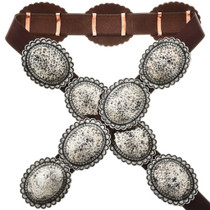Navajo Hammered Silver Concho Belt 29150