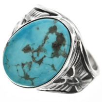 Navajo Kingman Turquoise Mens Ring 29820