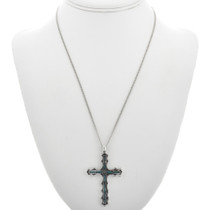 Navajo Silver Turquoise Cross Pendant 29947