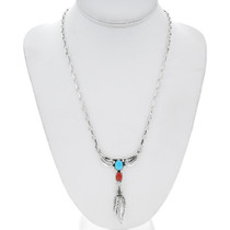 Coral Turquoise Silver Centerpiece Navajo Y Necklace Design 29961