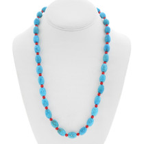 Turquoise Coral Navajo Bead Necklace 30040