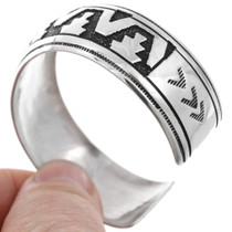 Navajo Overlay Design Silver Cuff Bracelet 30044