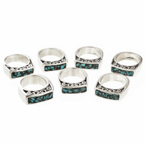 Native American Turquoise Chip Silver Ring 30171
