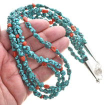 Coral Bead Nugget Turquoise Necklace 30271