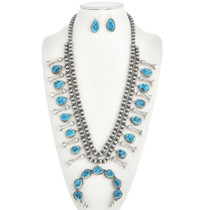 Natural Turquoise Squash Blossom Necklace 30314
