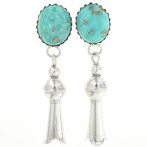 Turquoise Silver Squash Blossom Earrings 30455