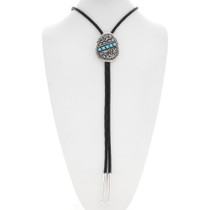 Navajo Silver Nugget Turquoise Bolo Tie 30697