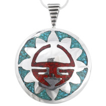 Sterling Silver Sunface Turquoise Pendant 30754